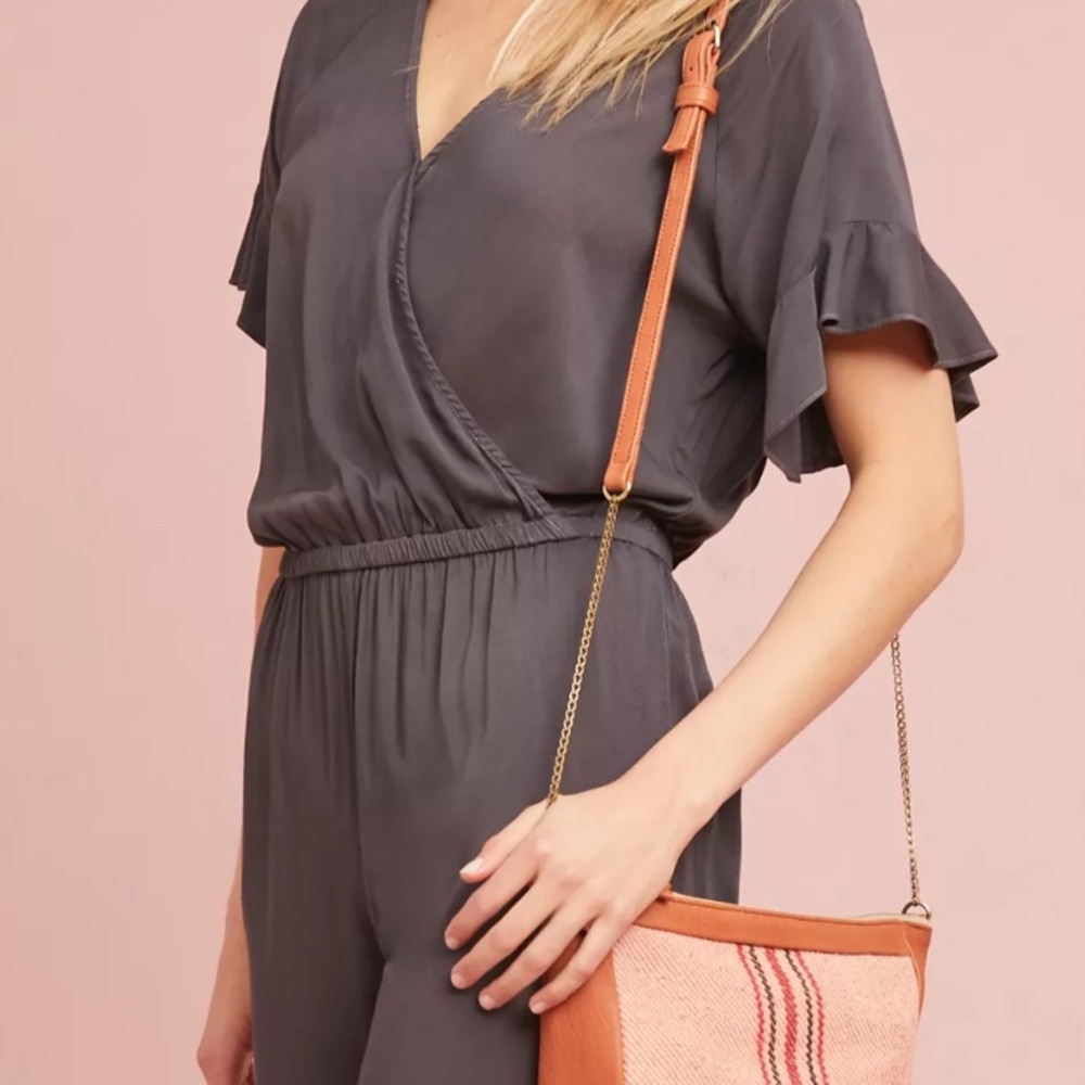 Michael Stars Women's Rylie Rayon Ruffle Jumpsuit. Black. Size Small.